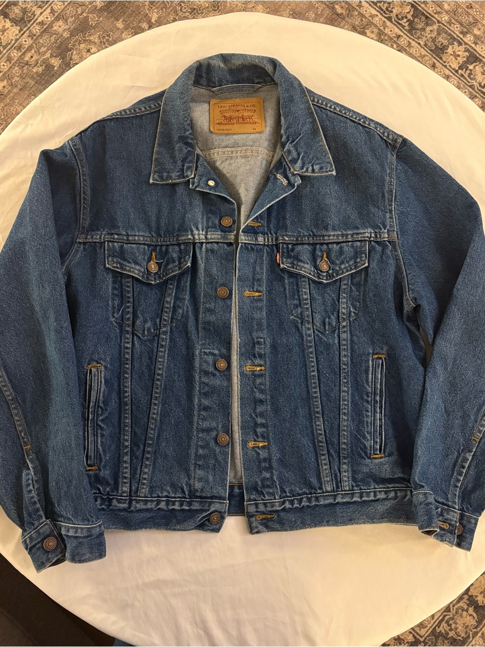 Vintage 80s Levi's 70506-0216 Blue Denim Trucker Jacket - Size 44